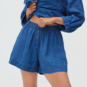 Everlane Linen Boxer Shorts Deep Blue NWT XL